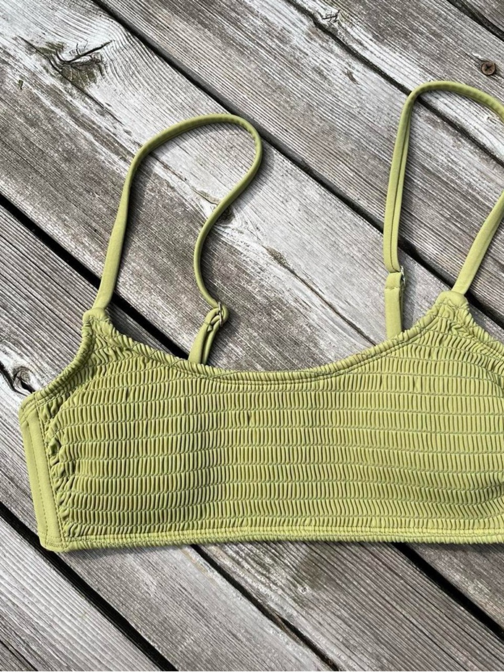 Xhilaration olive green ruched bikini top